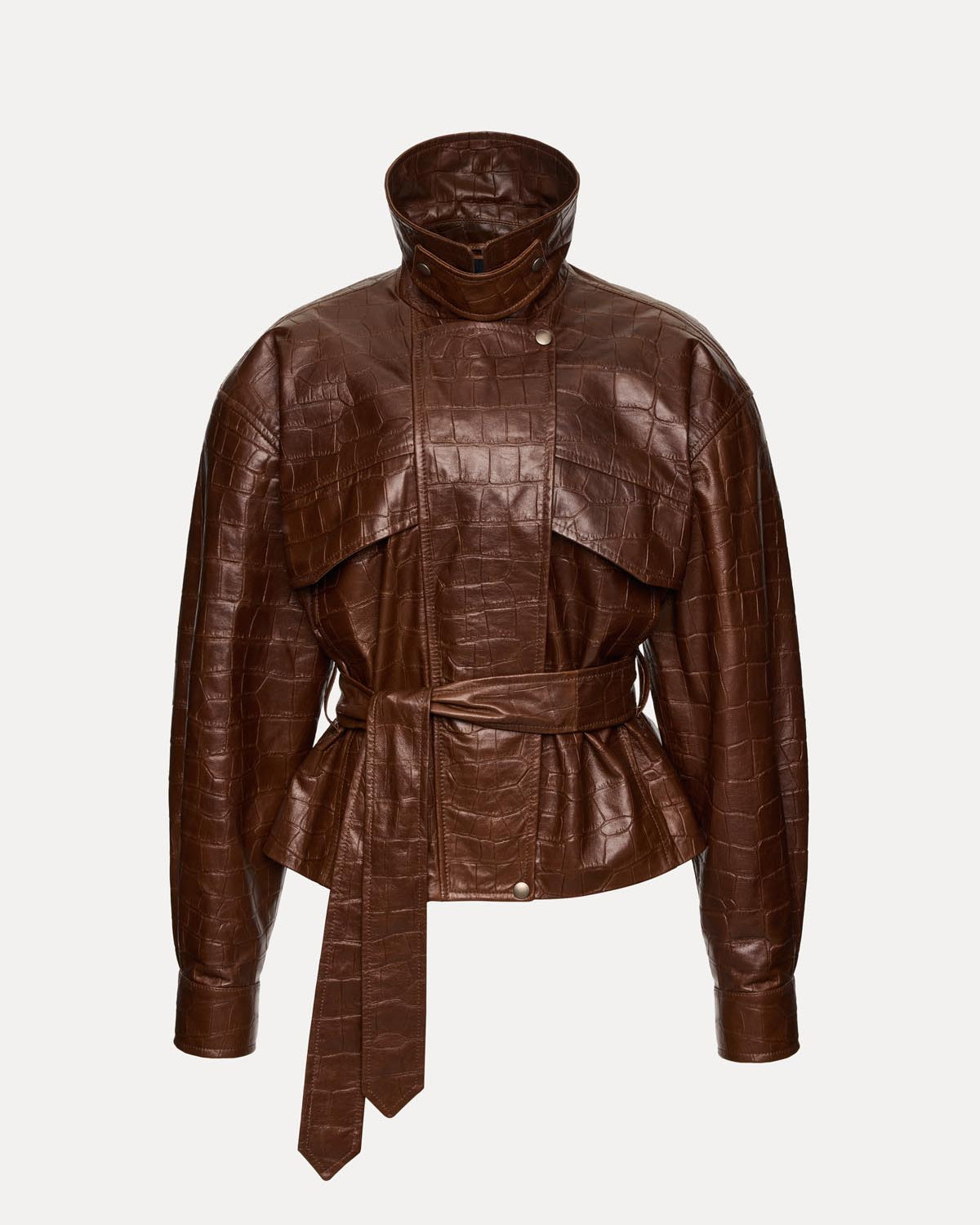 KURTKA SKÓRZANA HAMBURG CROCODILE BROWN