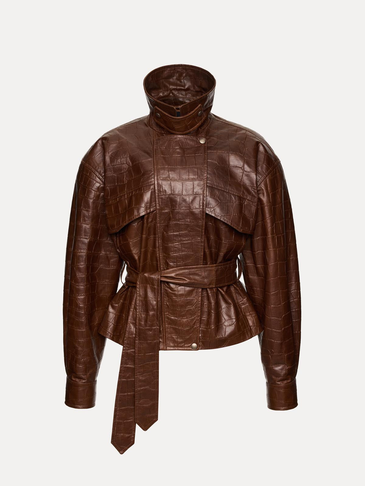 KURTKA SKÓRZANA HAMBURG CROCODILE BROWN