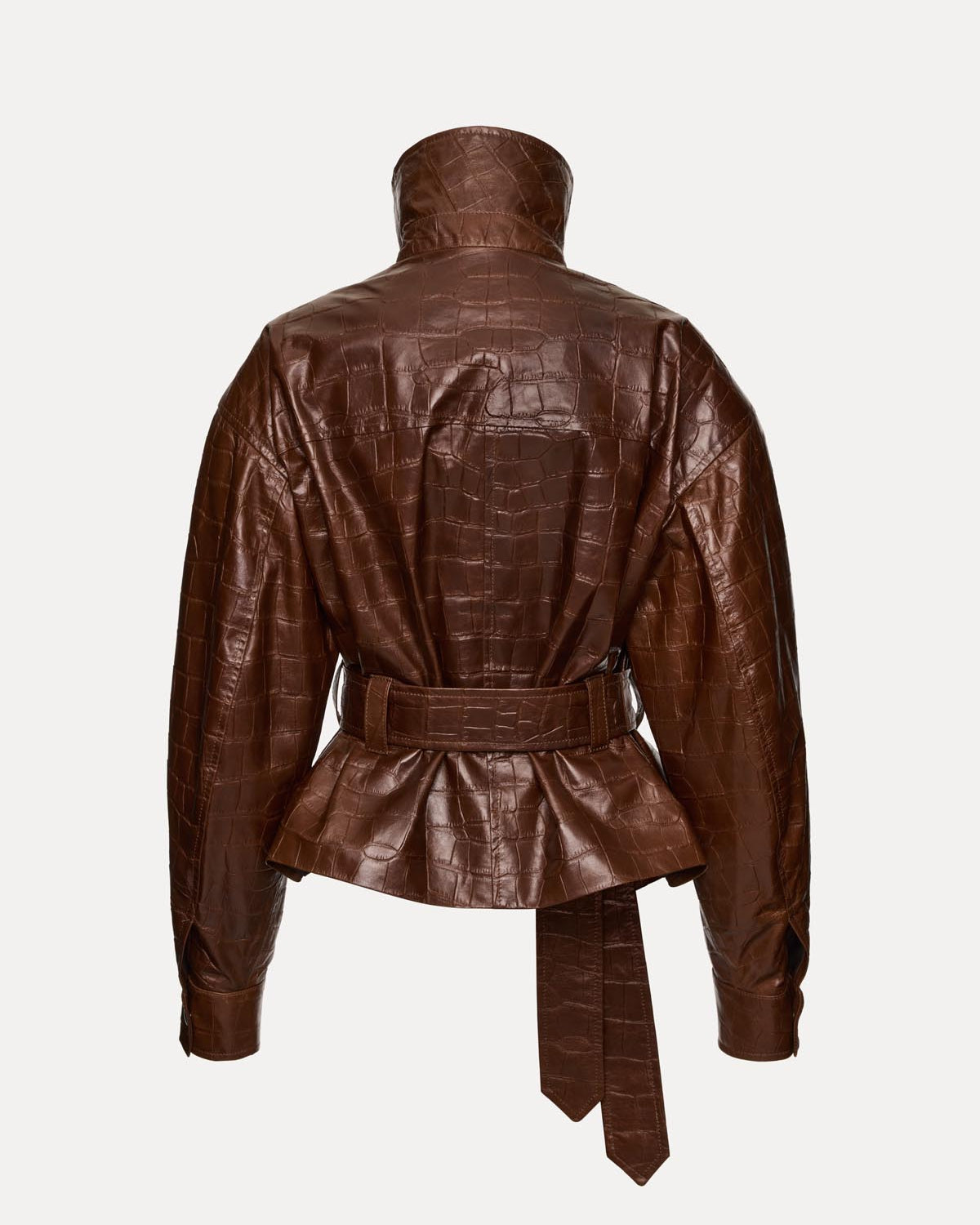 KURTKA SKÓRZANA HAMBURG CROCODILE BROWN