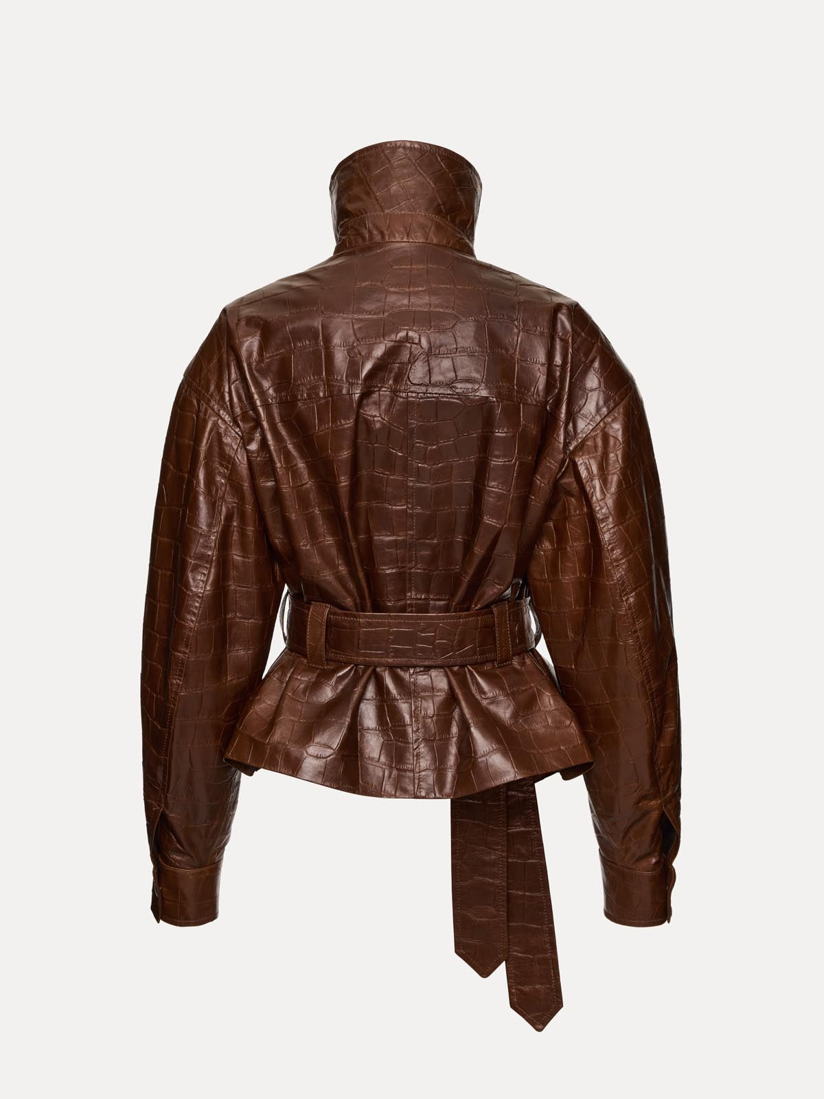 KURTKA SKÓRZANA HAMBURG CROCODILE BROWN