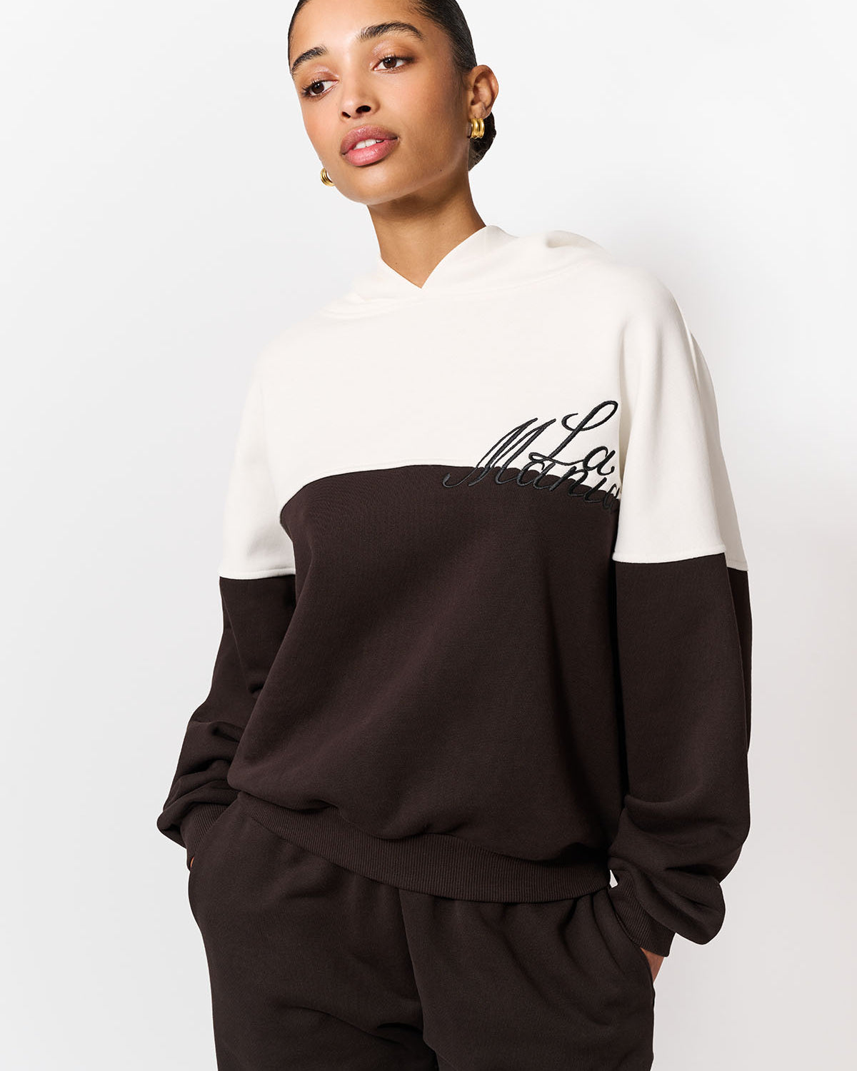 BLUZA Z KAPTUREM FLORIDA DARK CHOCOLATE-ECRU