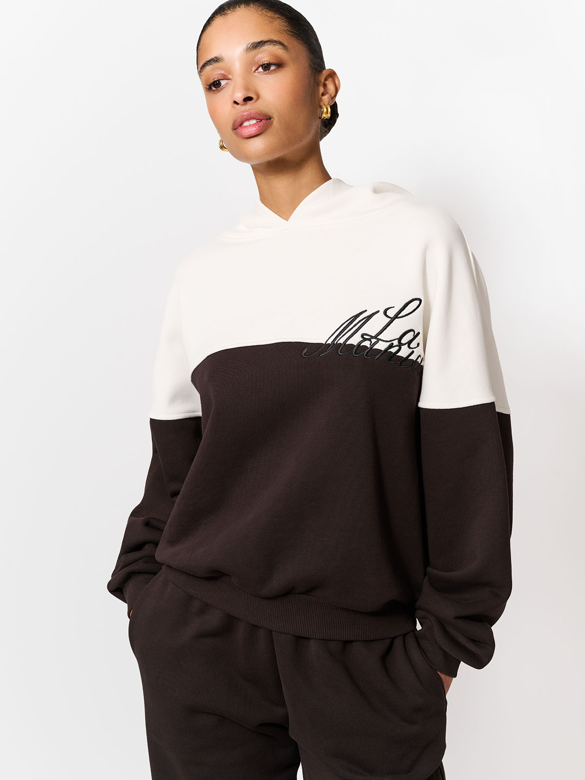 BLUZA Z KAPTUREM FLORIDA DARK CHOCOLATE-ECRU