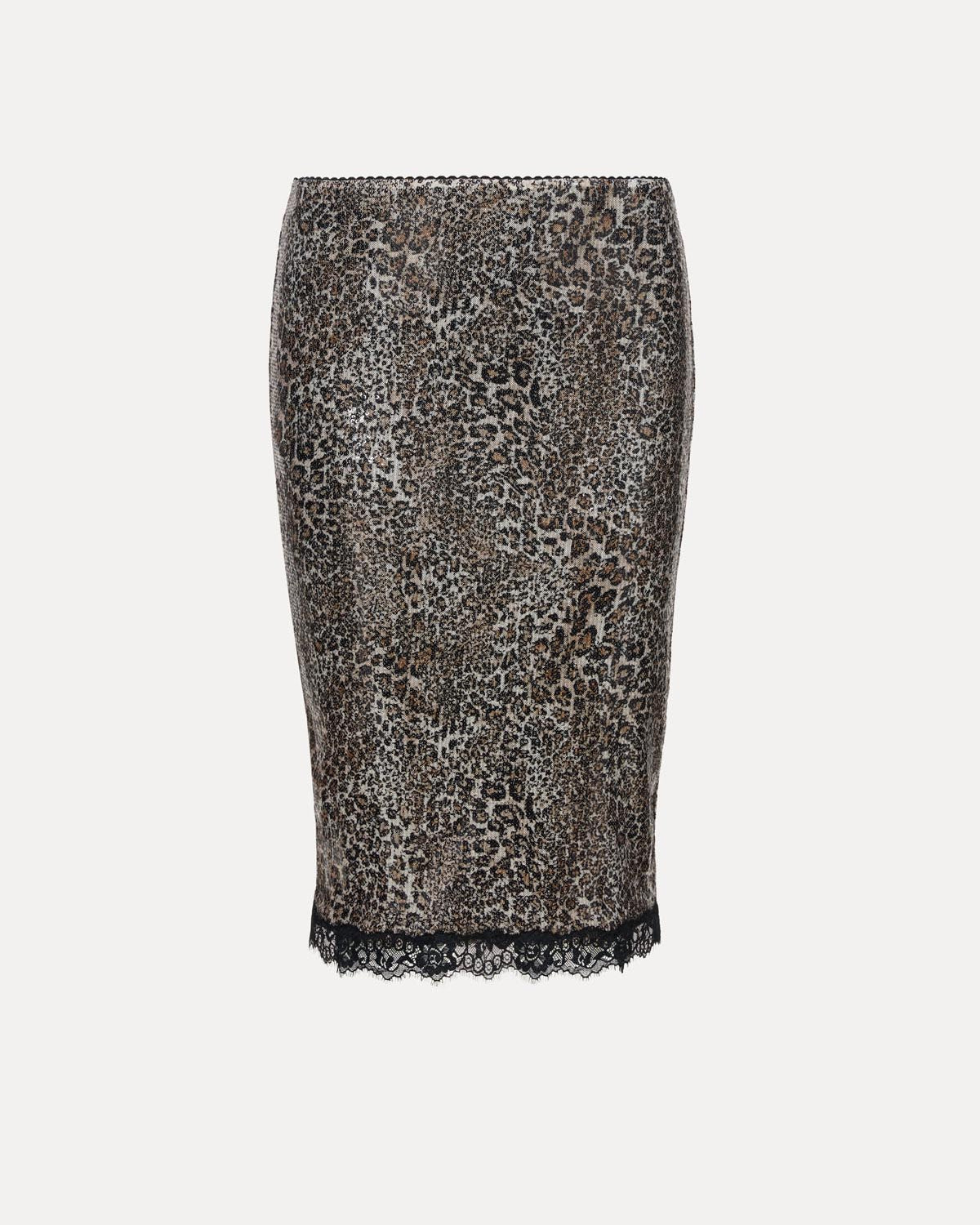 SPÓDNICA MIDI MIRCA BLACK-BROWN
