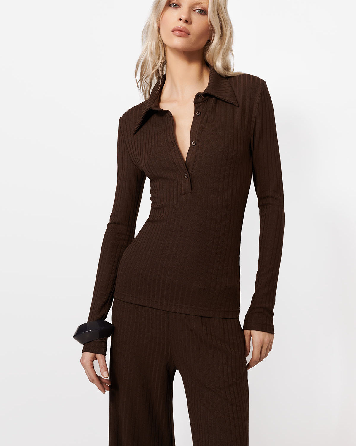 BLUZKA POLO LESLEE DARK CHOCOLATE