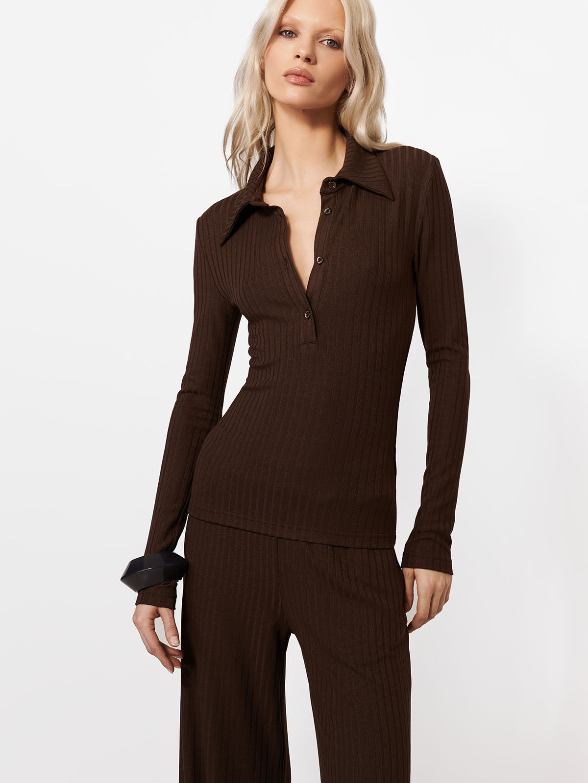 BLUZKA POLO LESLEE DARK CHOCOLATE