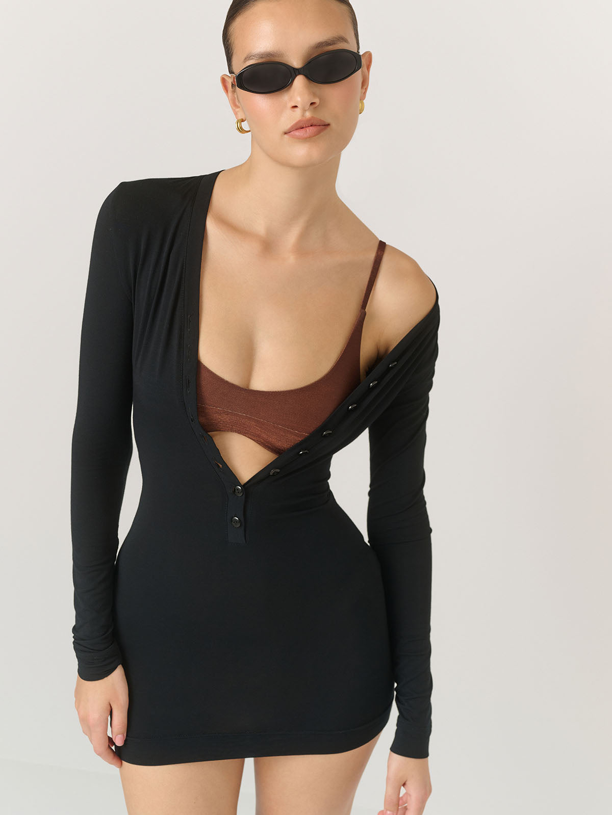 lui mini dress black Lucy Black Mini Dress With Gloves, L