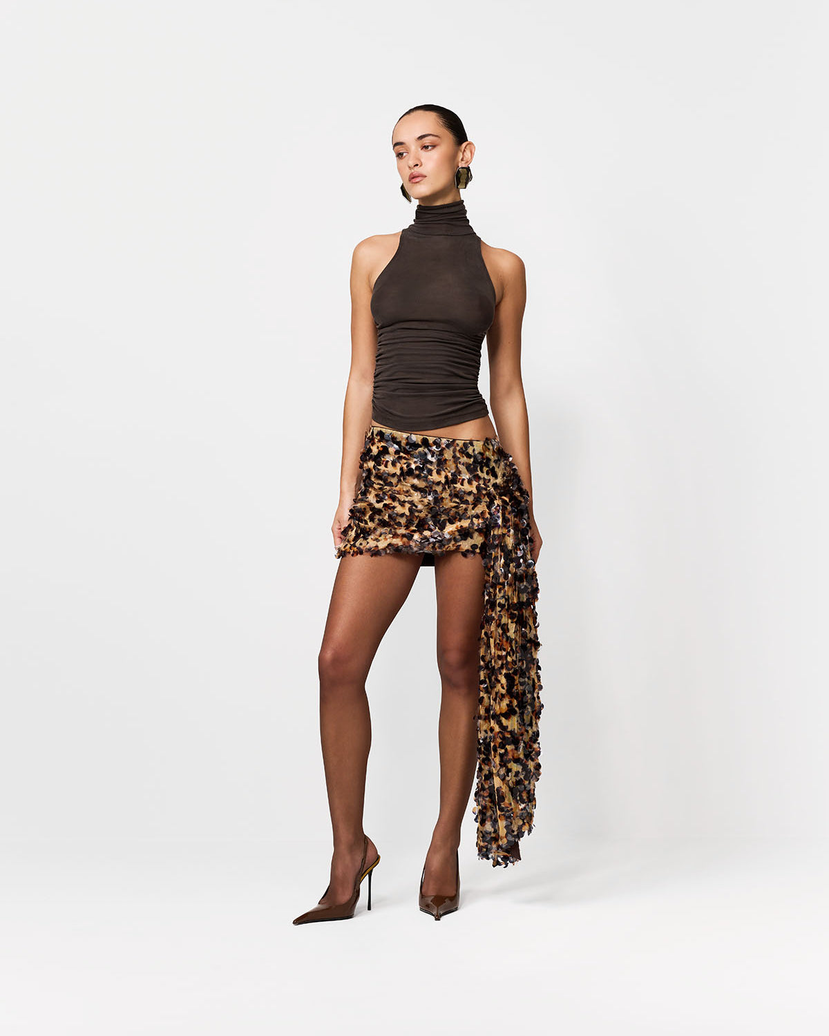 SPÓDNICZKA MINI MAGNOLIA BLACK-AMBER