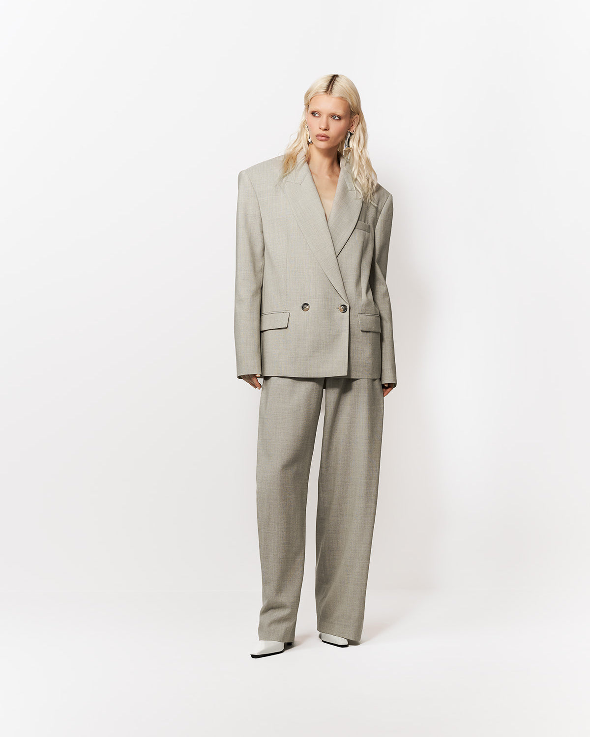 SPODNIE GARNITUROWE EZRA BEIGE MELANGE