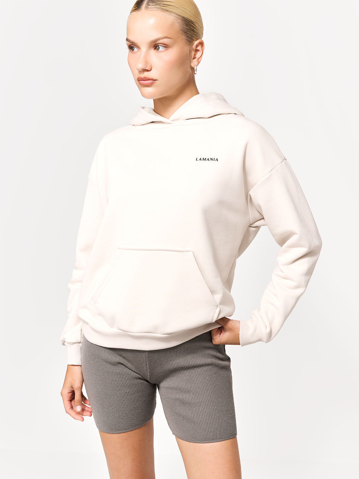 BLUZA Z KAPTUREM TRACK CREAM