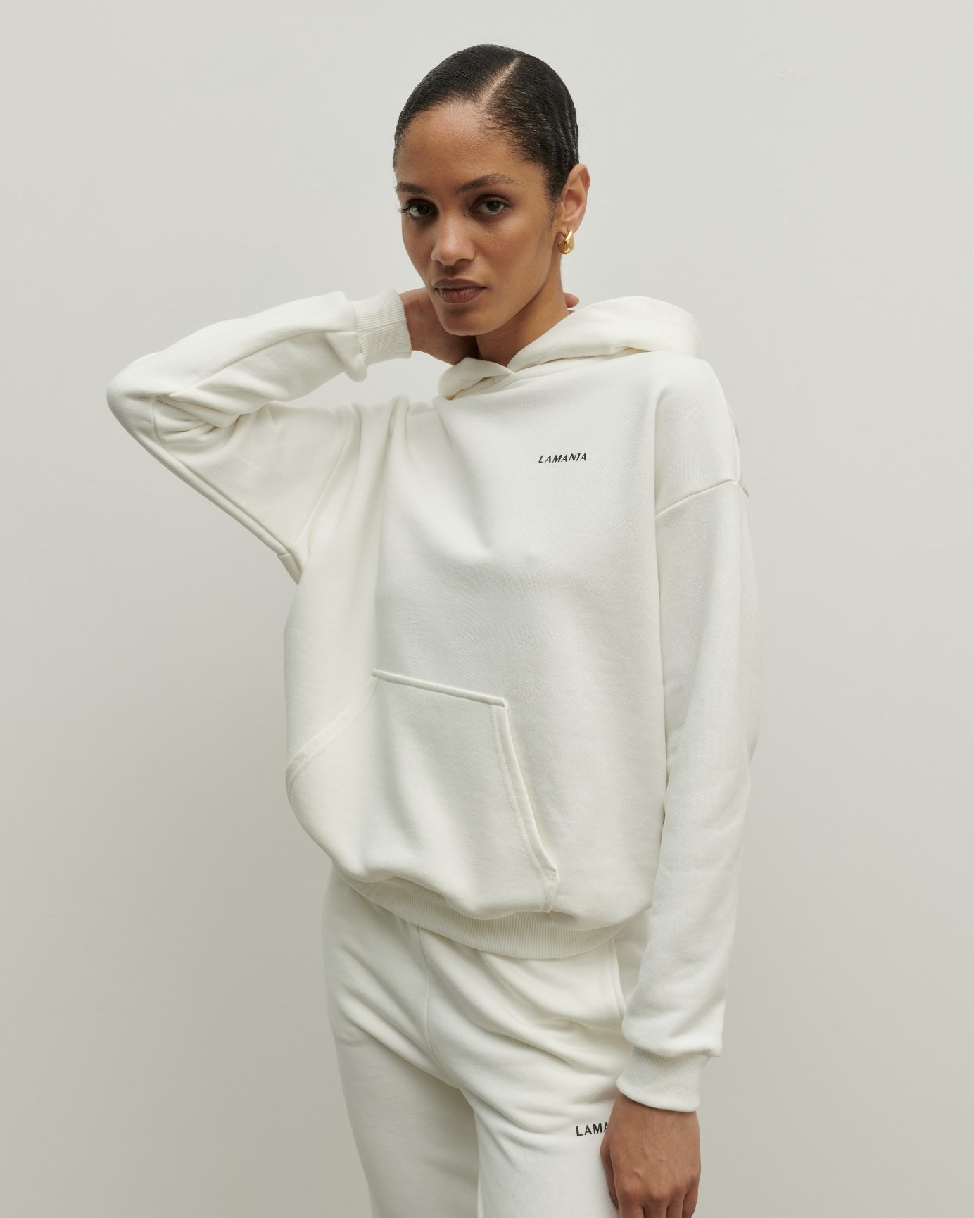 BLUZA Z KAPTUREM TRACK CREAM