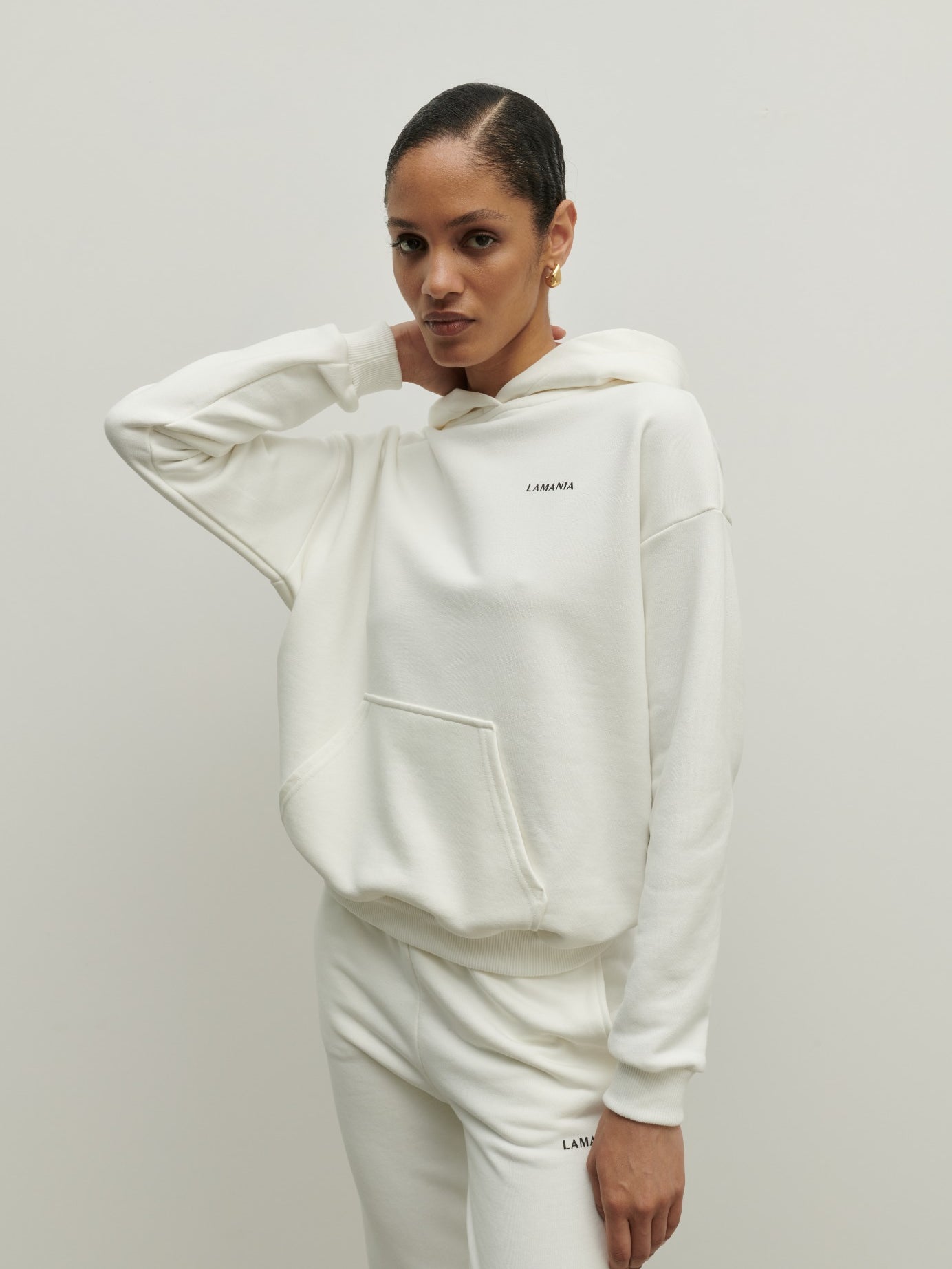 BLUZA Z KAPTUREM TRACK CREAM